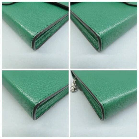 Authentic GUCCI Dionysus Chain Wallet Green Leather Shoulder Bag 1020-062824 - Picture 5 of 12